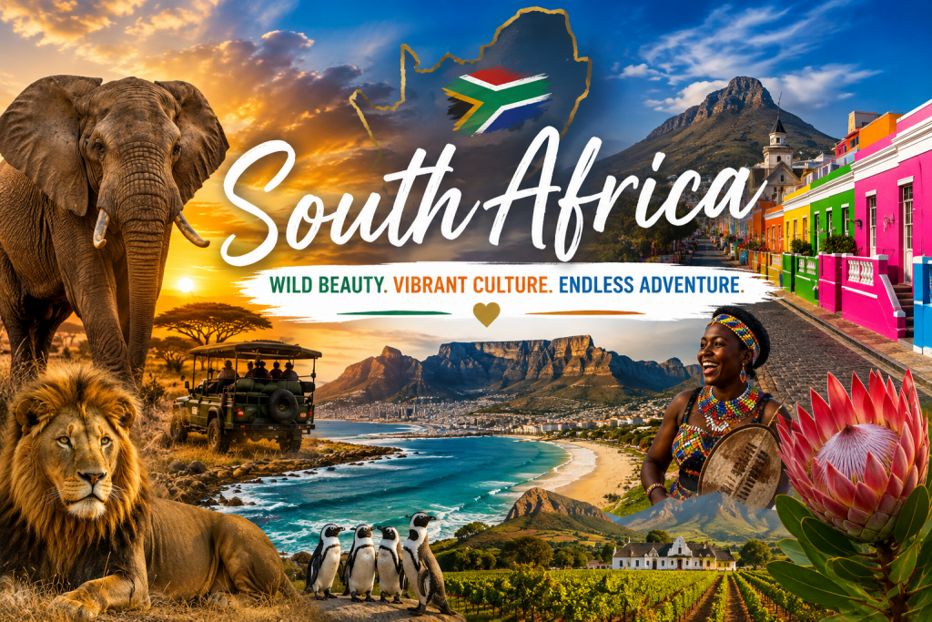 South Africa holidays featuring safari wildlife, Cape Town and spectacular landscapes
