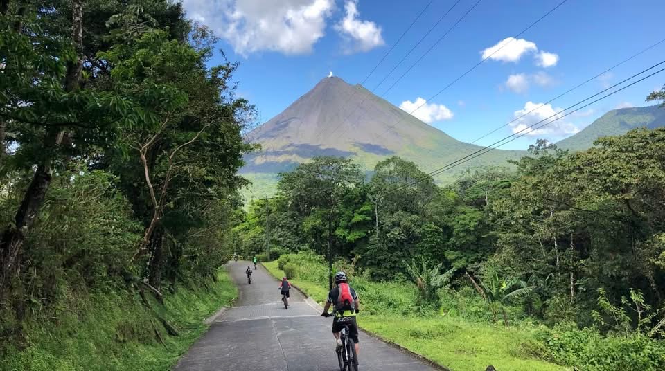 Cycling beneath Arenal Volcano on a Costa Rica cycling holiday